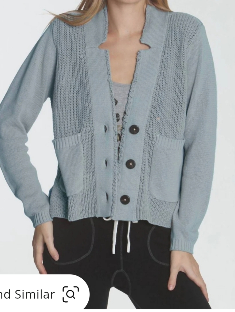 Label+Thread Women's Natalie Blazer in Slate, a cotton knit cardigan Size M